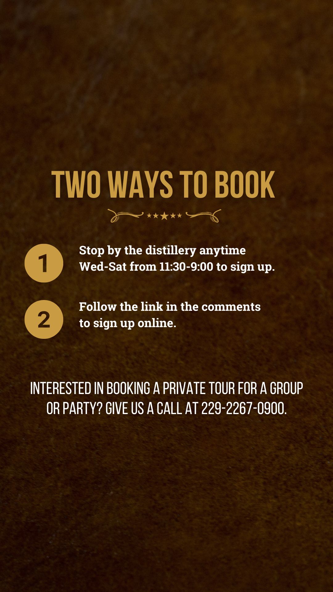 1861 DISTILLERY TOUR & TASTING Event Photo